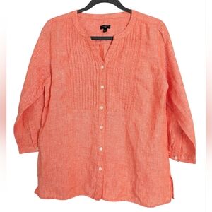 Talbots‎ Womens Linen Shirt Size S P Shirt Soft Orange